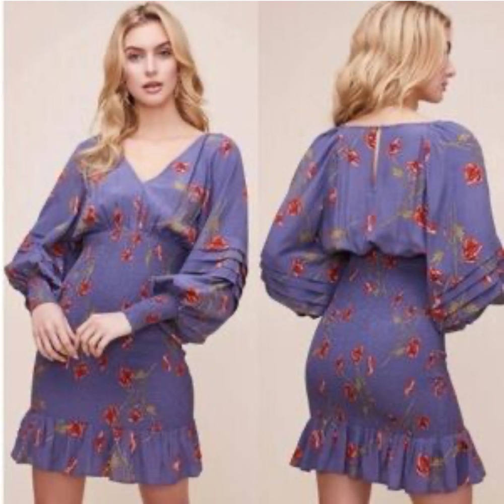 Astr navy and red floral mini Ruffled Tiered Bodycon Dress